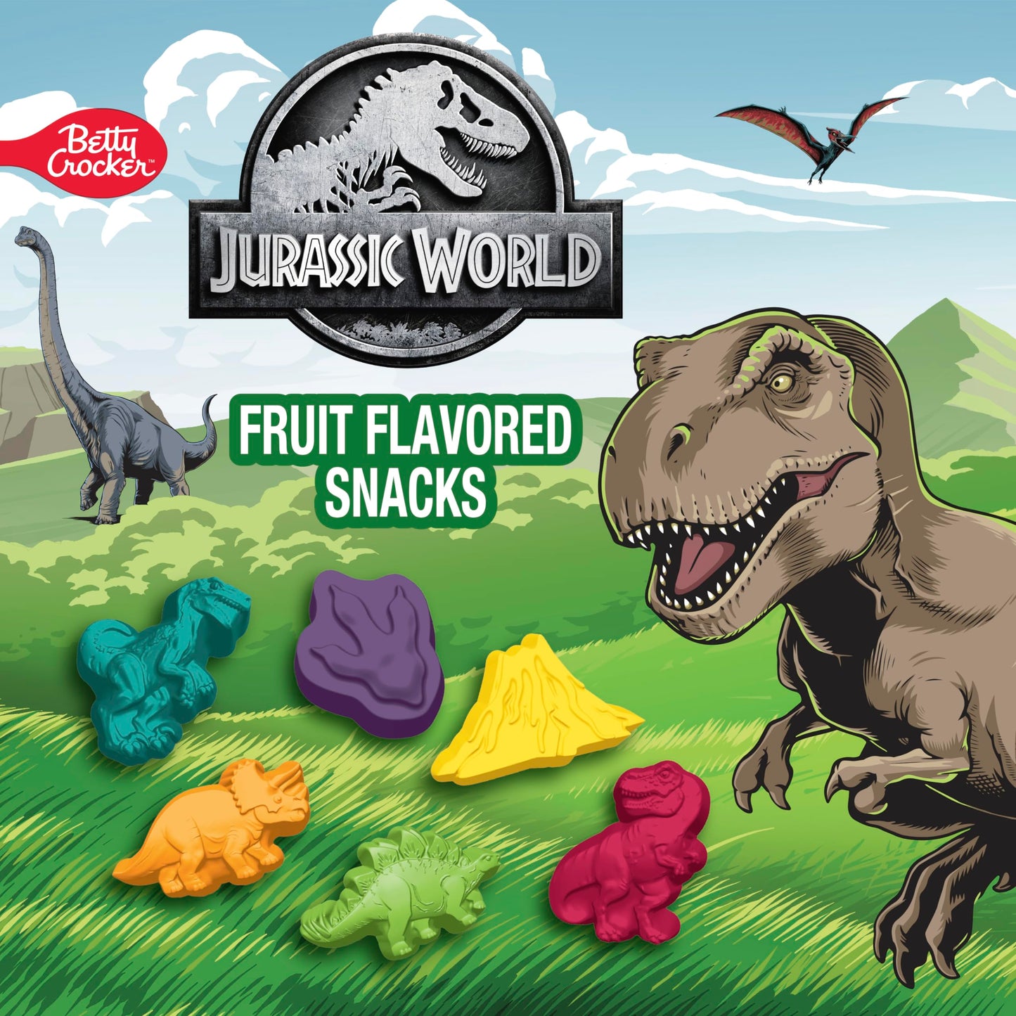 Betty Crocker Jurassic World Fruit Flavored Snacks, Gluten Free, 10 Ct, 8 oz Pack