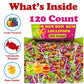 Bulk Lollipops Assortment Variety Pack, 120 Count Assorted Fruity Flavors Bubble Gum Filled Candy Pops, Individually Wrapped Sou