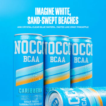 NOCCO BCAA Energy Drink, Sugar Free, 180mg Caffeine, 12 Fl Oz Cans, Pack of 12, Low Calorie Performance Drink