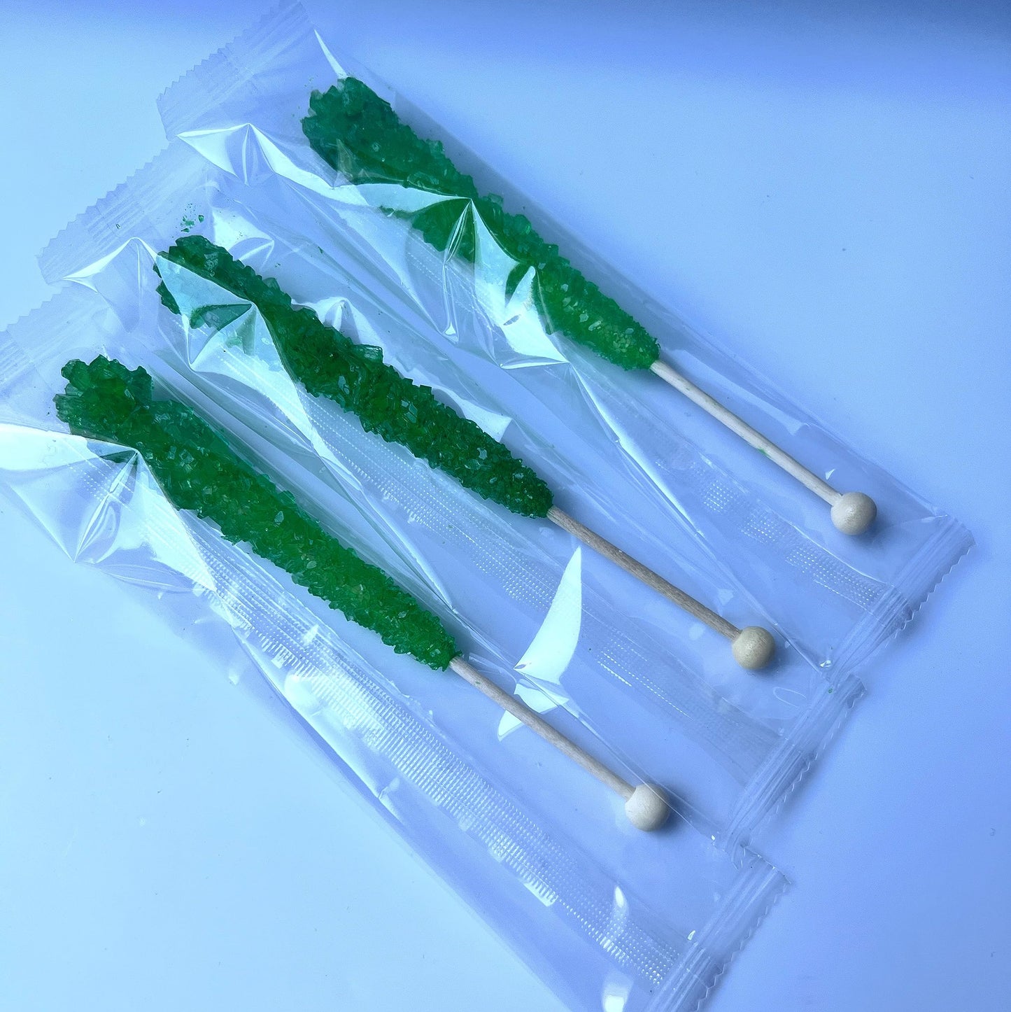 Classic Rock Candy Sticks, Sugar Rock Crystal Lollipops, Individually Wrapped (Pack Of 18, Green Apple)