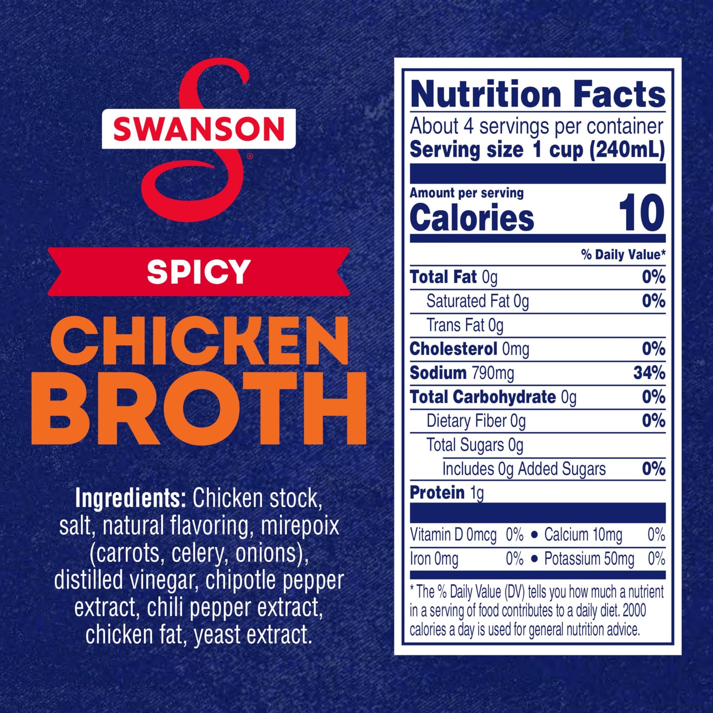 SWANSON S Spicy Chicken Broth, 32 oz Carton