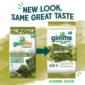 Gimme Seaweed - Extra Virgin Olive Oil - 20 Count - Organic Roasted Seaweed Sheets - Keto, Vegan, Gluten Free - Great Source Of