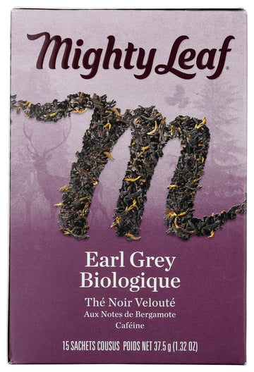 Peets Coffee Mighty Leaf Tea Organic Earl Grey, 15 Count Hand-Stitched Tea Bags, Model 510140