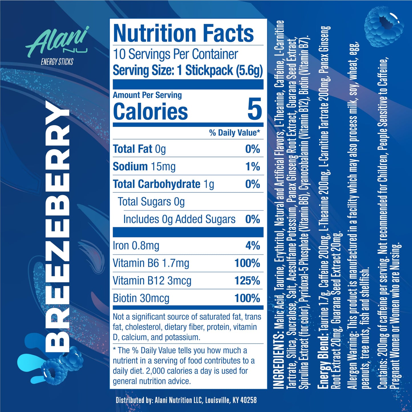 Alani Nu Energy Sticks | 200mg Caffeine | Zero Sugar | 10 Pack | On-The-Go Drink Mix