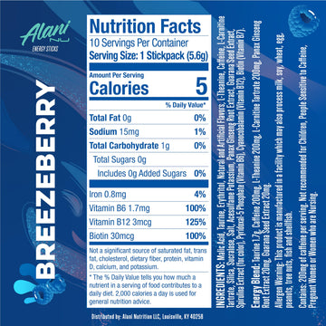 Alani Nu Energy Sticks | 200mg Caffeine | Zero Sugar | 10 Pack | On-The-Go Drink Mix