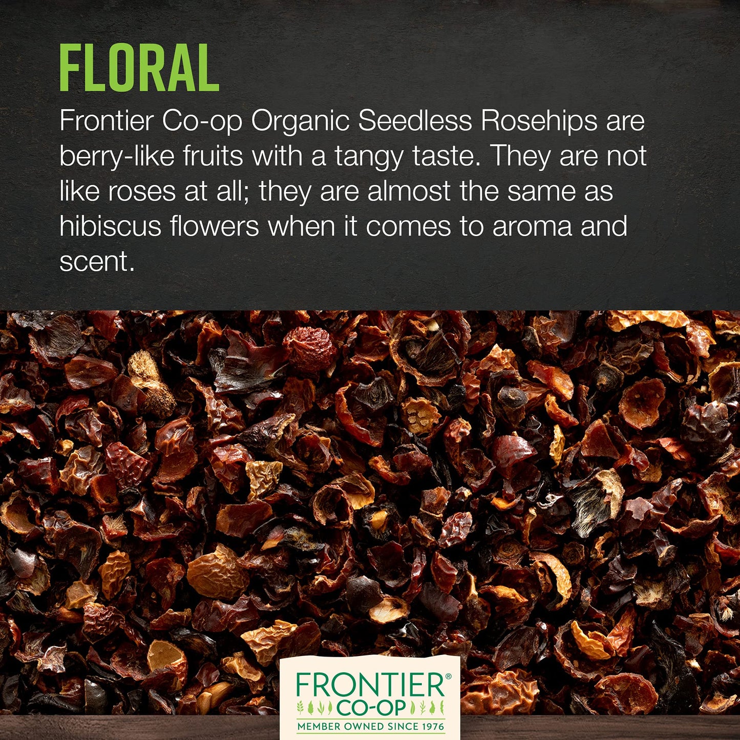 Frontier Co-op Organic Seedless Rosehips, 16 Ounce Bulk Bag, Natural Dried Rose Hips for Tea and Powder
