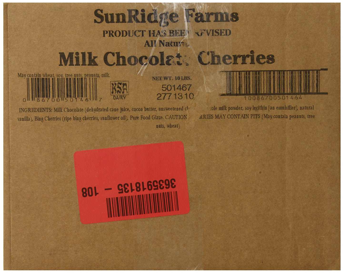SunRidge Farms Milk Chocolate Covered Cherries, 10 Pound, Model 853267