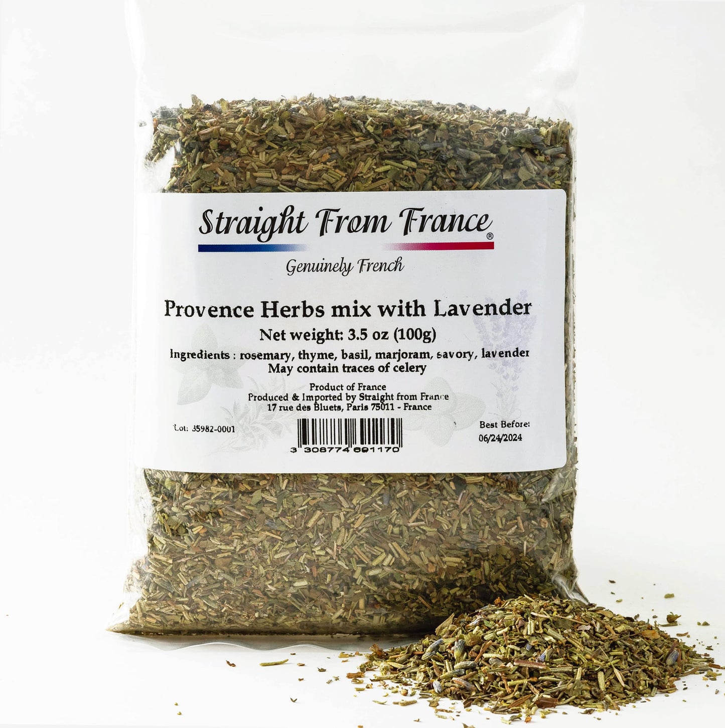 Straight From France Genuinely French, Provence Herbs Mix Seasoning With Lavender 3.5oz