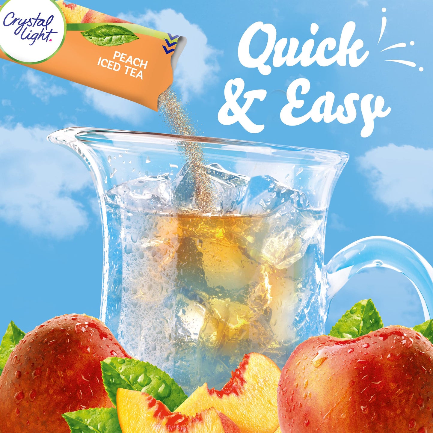 Crystal Light Peach Iced Tea Drink Mix, 72 ct Pack, 12 Canisters of 6 Pitcher Packets, 1.5 oz Each, Naturally Flavored