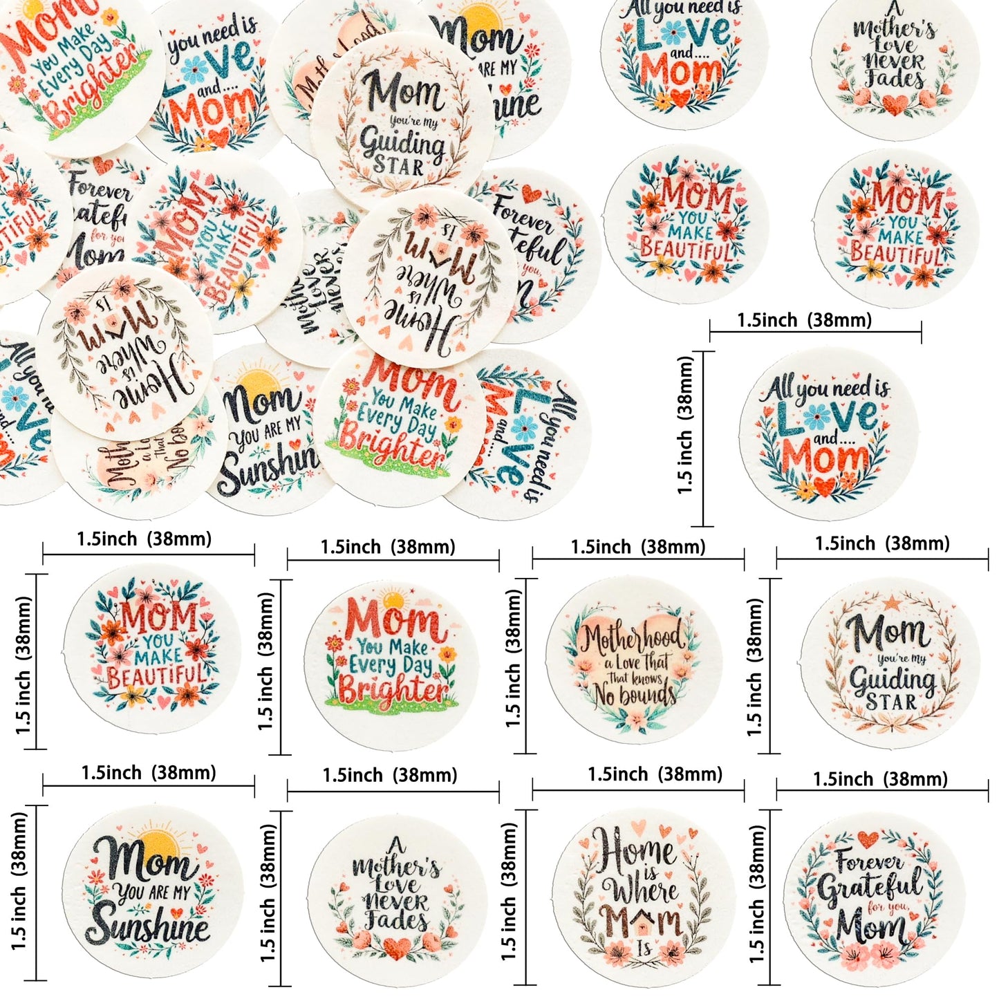 Ephlyn Cupcake Toppers - 54 Pcs Heart & Flower Decorations for Mothers Day - Champagne Gold - Paper