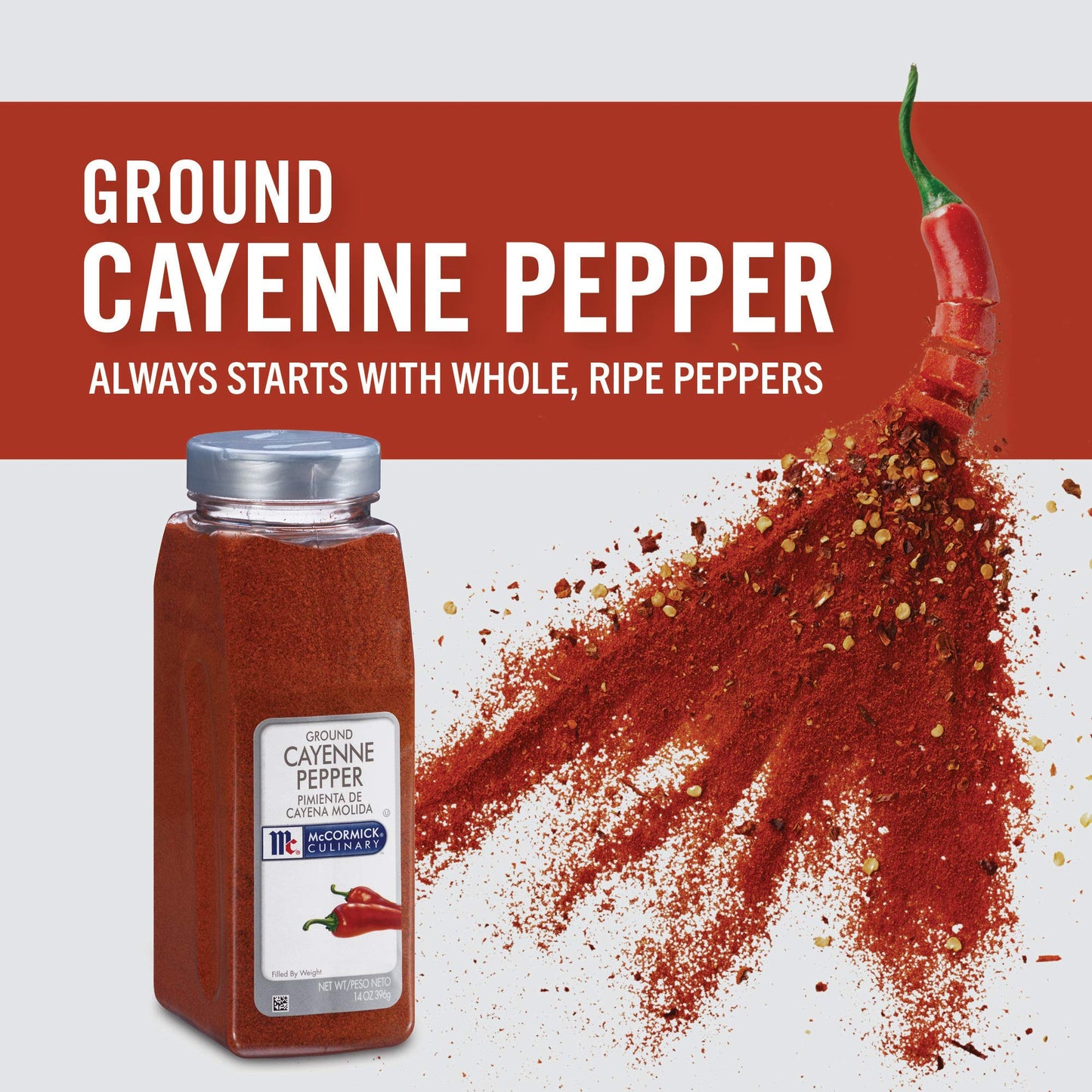 McCormick Culinary Ground Cayenne Pepper Powder, 14 oz - Ideal for Rubs, Marinades, Meats, and Sauces