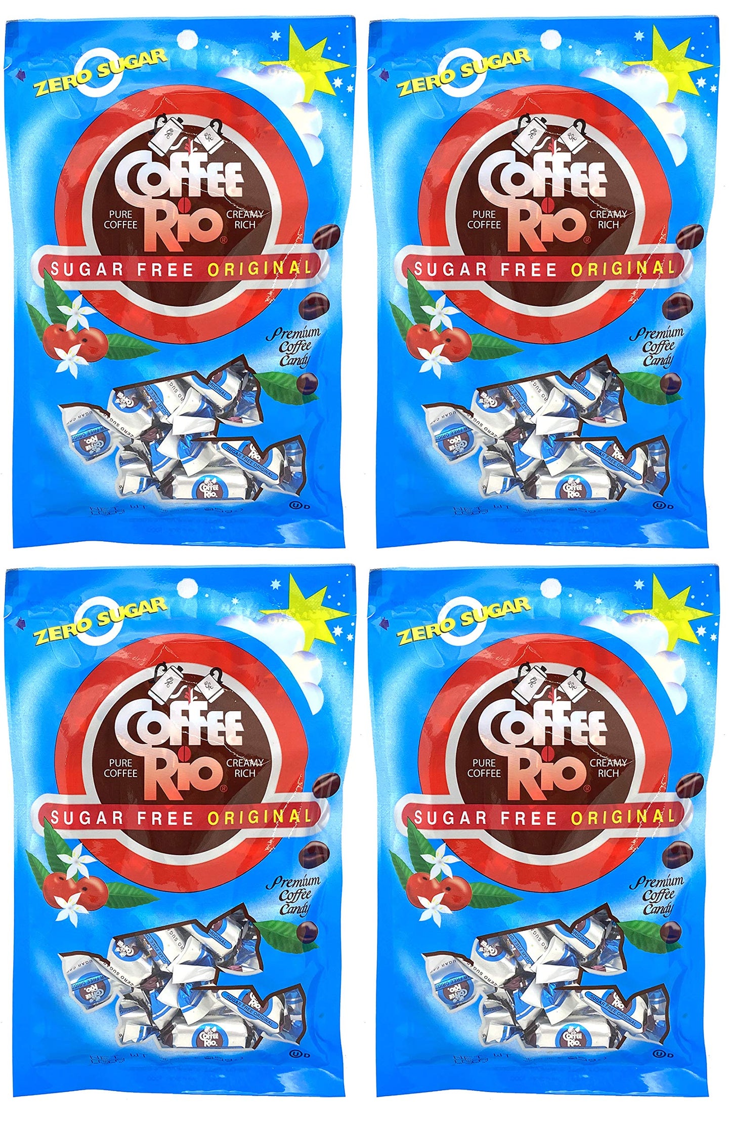 Coffee Rio Sugar Free Coffee Candy Pack of 4 - 3 Ounces -Candy Sugar Free, Zero Sugar Carbs, Made in the USA, Kosher Candy (Orig