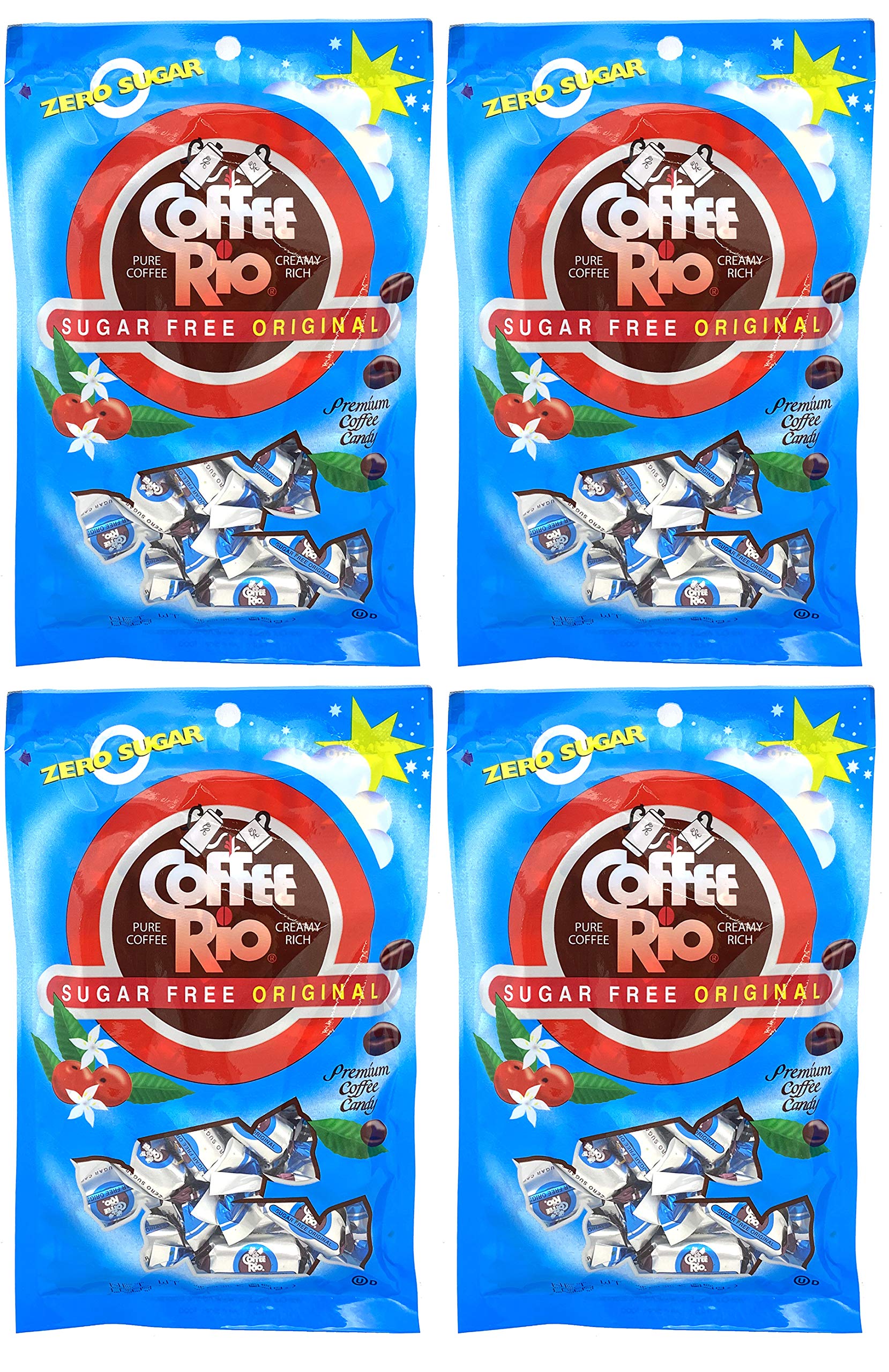 Coffee Rio Sugar Free Coffee Candy Pack of 4 - 3 Ounces -Candy Sugar Free, Zero Sugar Carbs, Made in the USA, Kosher Candy (Orig