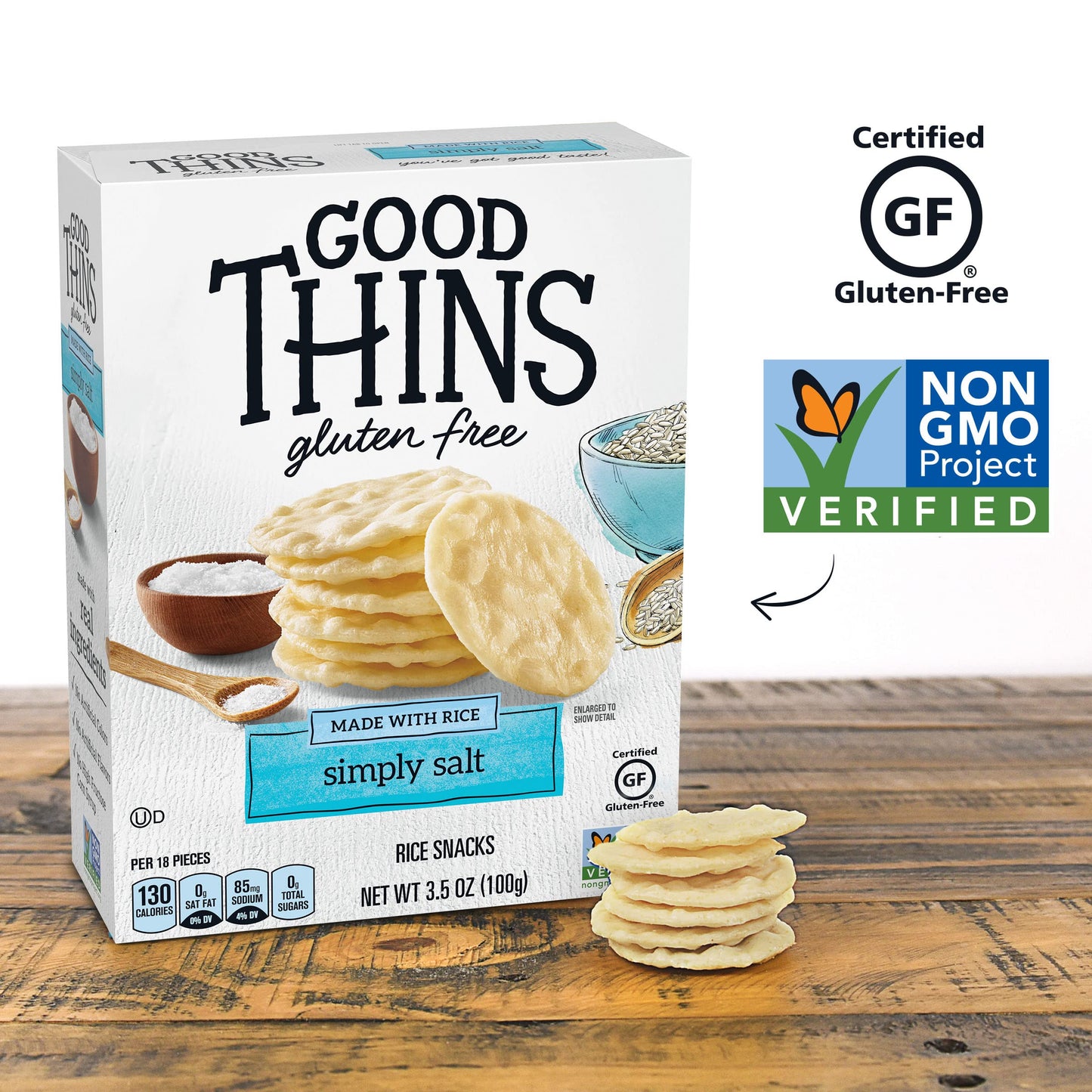 Good Thins Simply Salt Rice Snacks Gluten Free Crackers, 12 - 3.5 oz Boxes