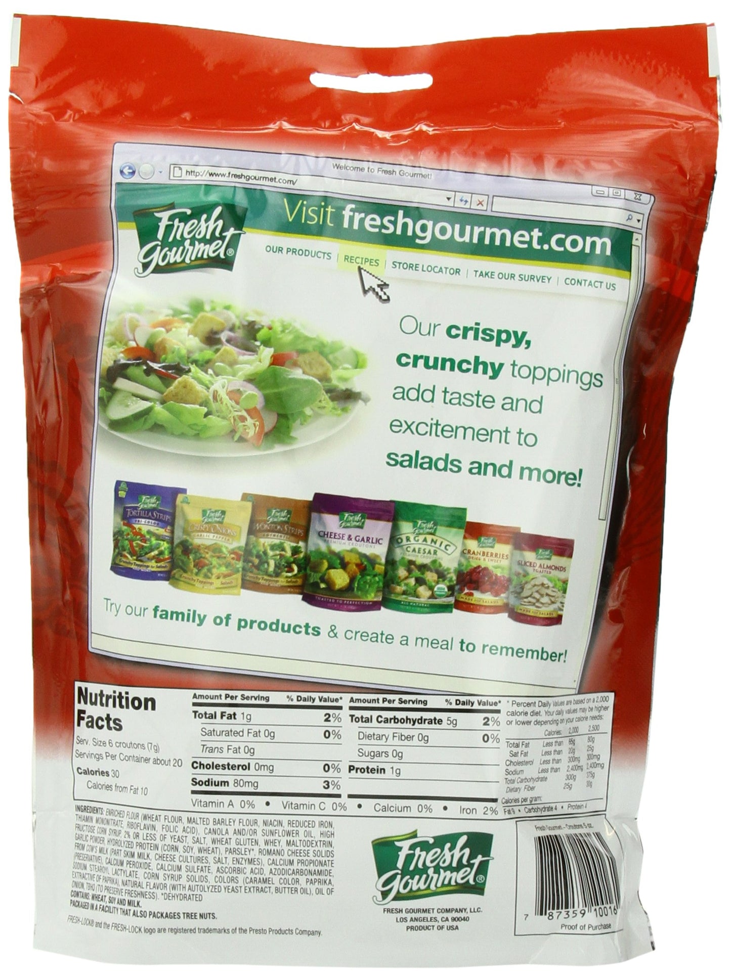 Fresh Gourmet Premium Croutons, Italian Seasoned, 5 Ounce (Pack of 6), Crunchy Salad Topper