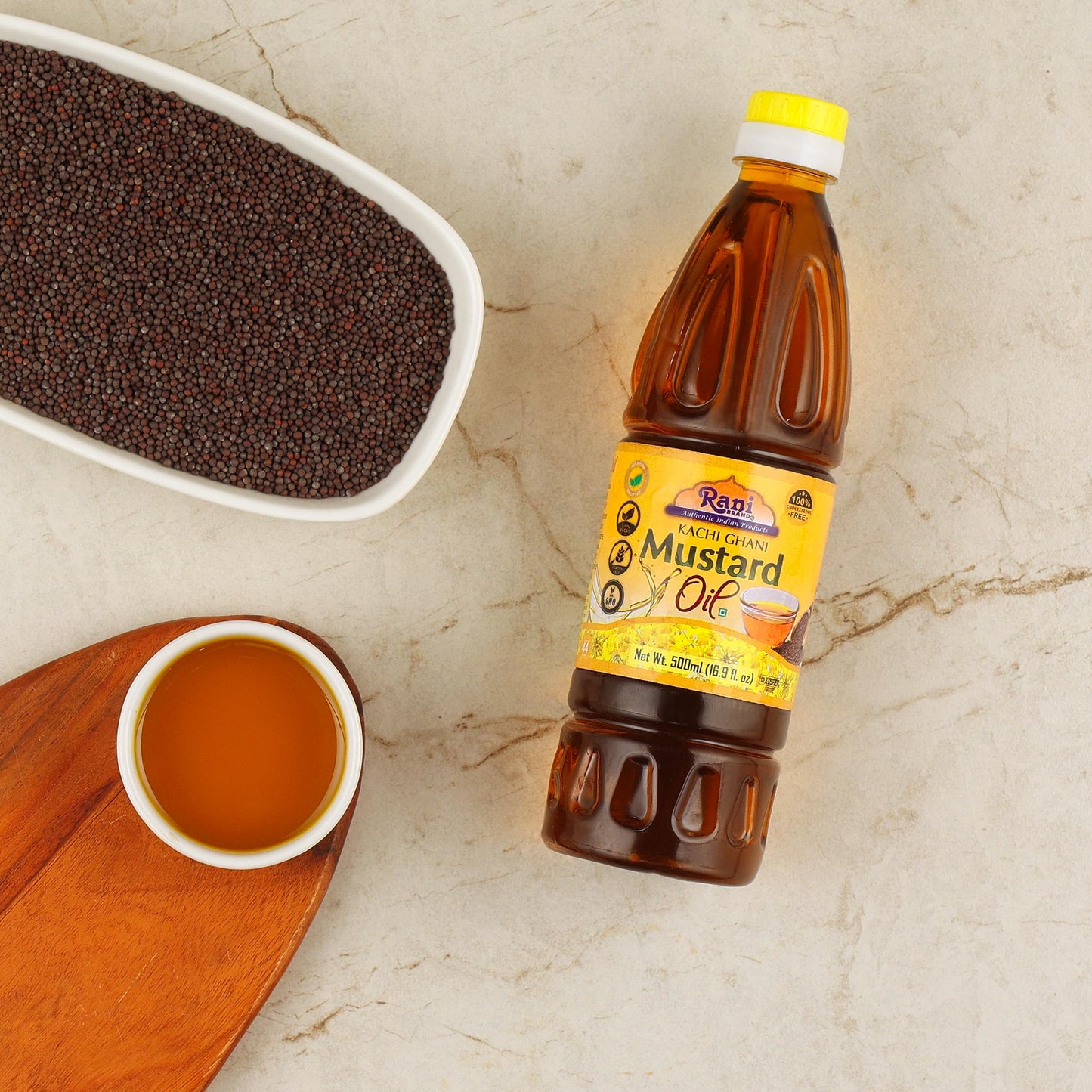Rani Mustard Oil (Kachi Ghani) 16.9 Ounce (500Ml) Non-Gmo | Gluten Free | Vegan | 100% Natural | Kosher