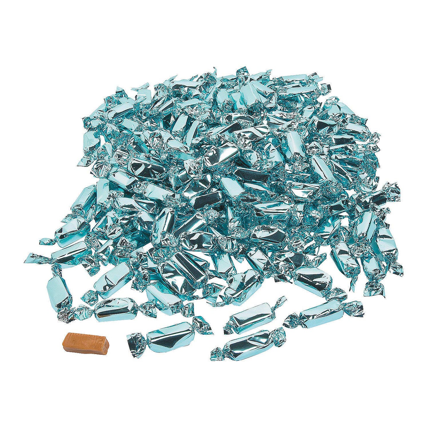 Fun Express Light Blue Foil Wrapped Caramels 2Lb Bulk - Baby Shower Favors & Gender Reveal Candy | Individually Wrapped Soft Caramel Creams For Wedding  Party & Candy Buffet - 189 Pieces