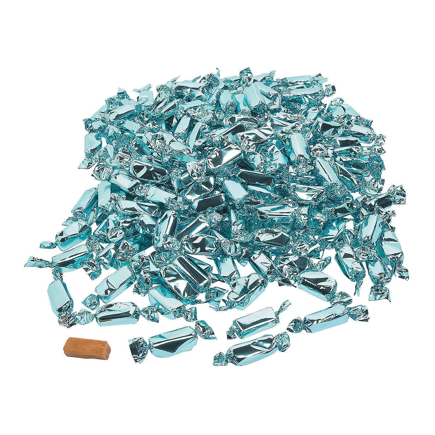 Fun Express Light Blue Foil Wrapped Caramels 2Lb Bulk - Baby Shower Favors & Gender Reveal Candy | Individually Wrapped Soft Caramel Creams For Wedding  Party & Candy Buffet - 189 Pieces