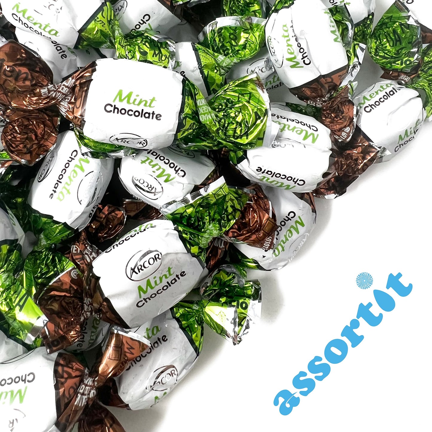 Assortit Chocolate Filled Mints - Bulk Hard Candies - 10 lbs - Individually Wrapped - Refreshing After Dinner Treat - White