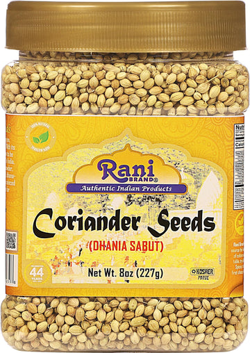 Rani Coriander (Dhania) Seeds Whole, Indian Spice 8Oz (227G) Pet Jar ~ All Natural | Gluten Friendly | Non-Gmo | Vegan | Indian Origin