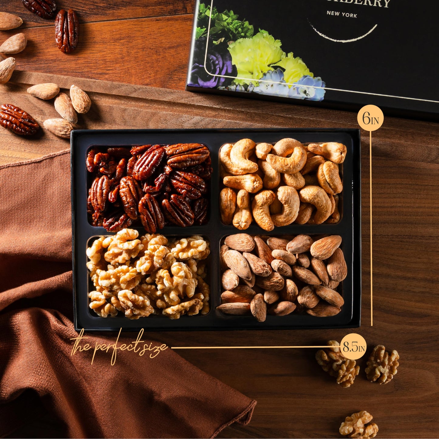 Variety Nuts Gift Basket, Nut Platter, Easter Basket, Gift Box For Birthday. Anniversary, Get Well Gift, For Him, Her And Family, Snackberry (6 Pack)