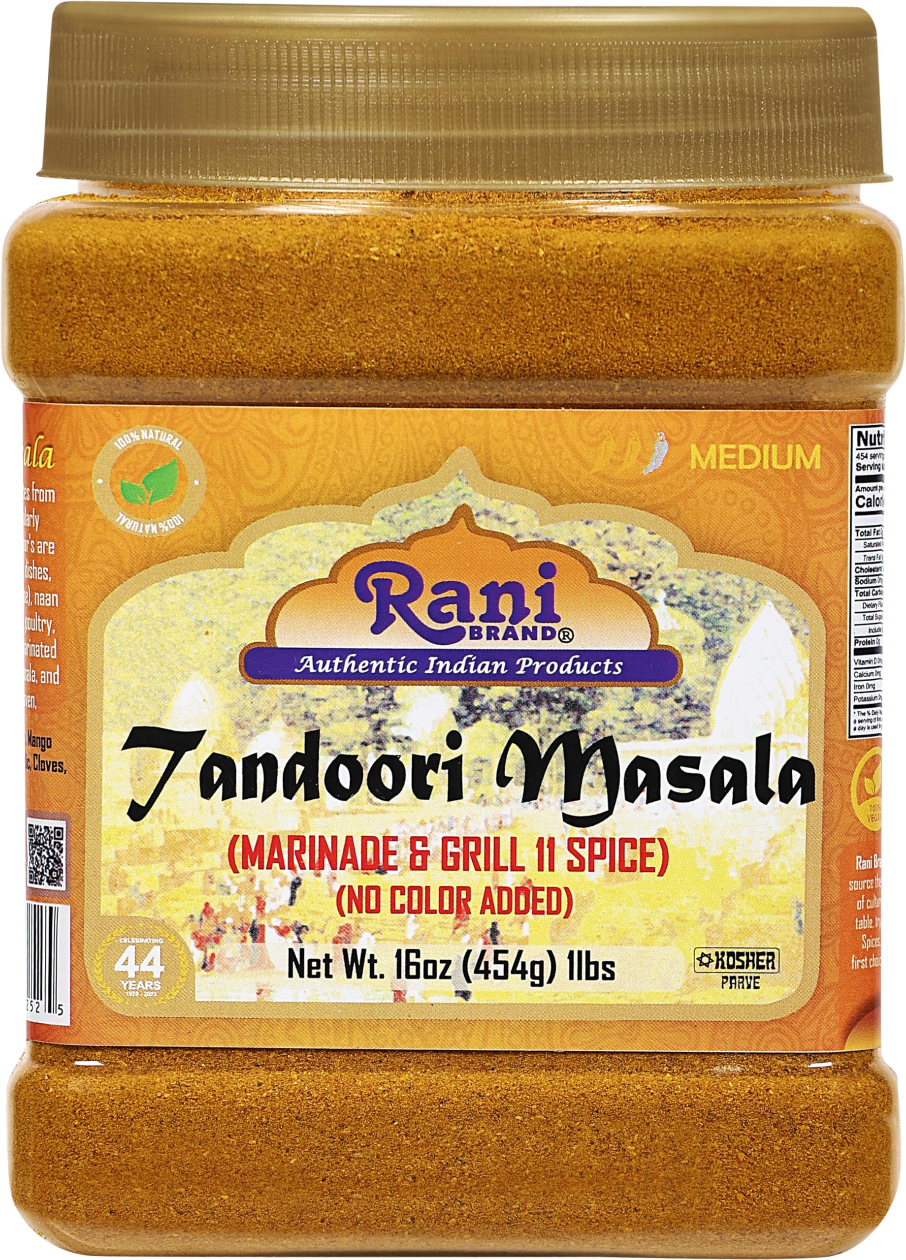 Rani Brand Tandoori Masala 11-Spice Blend, Salt Free, Vegan, Gluten Friendly, 16oz (454g) PET Jar