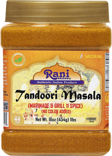 Rani Tandoori Masala (Natural, No Colors Added) Indian 11-Spice Blend 16Oz (1Lb) 454G Pet Jar ~ Salt Free | Vegan | Gluten Frien