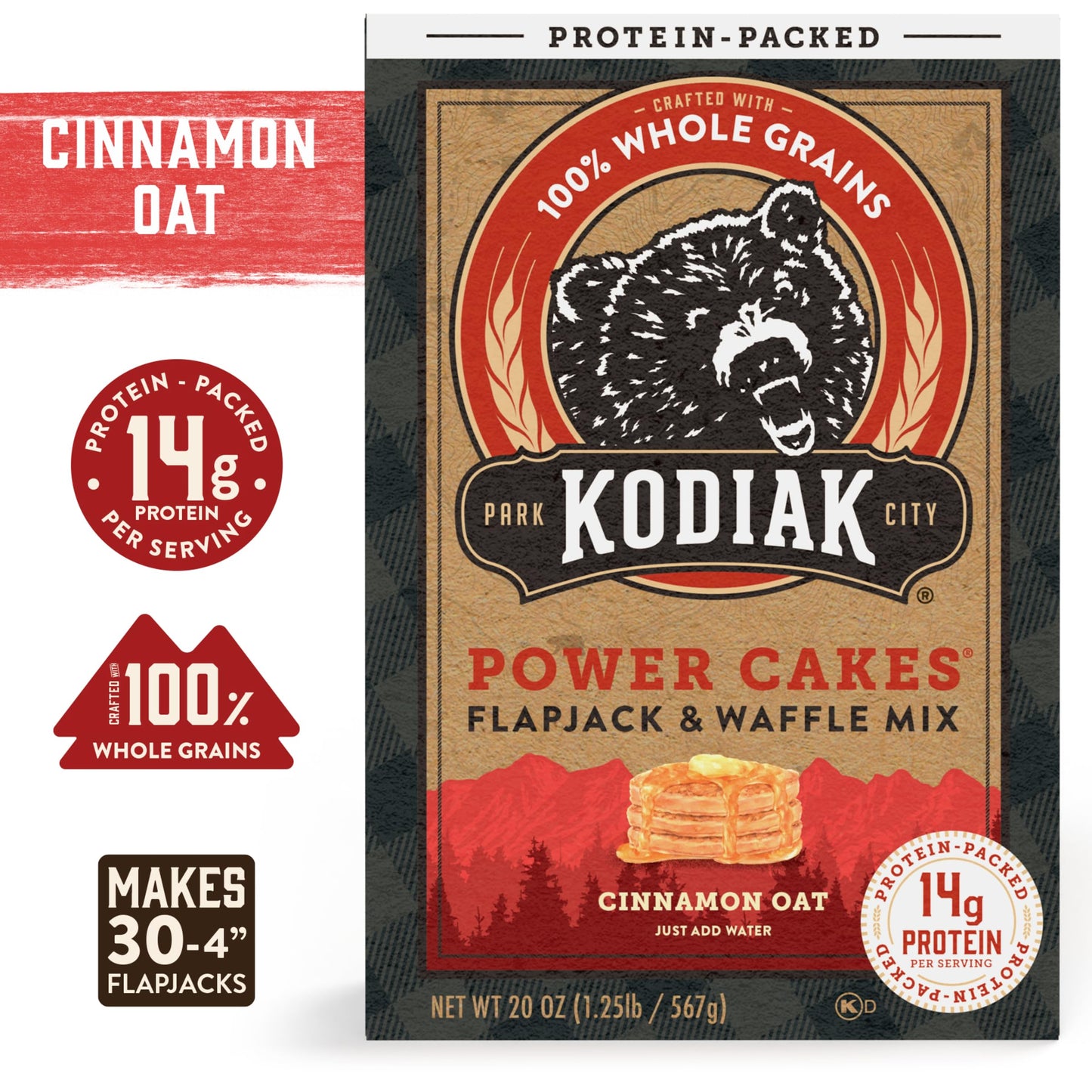 Kodiak Cakes Protein Pancake Power Cakes, Flapjack And Waffle Mix, Cinnamon Oat, 20 Ounce (Pack Of 6) (10705599012683)