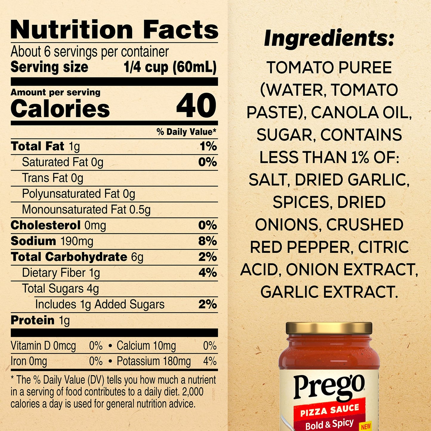 Prego Bold And Spicy Pizza Sauce, 14 Oz Jar