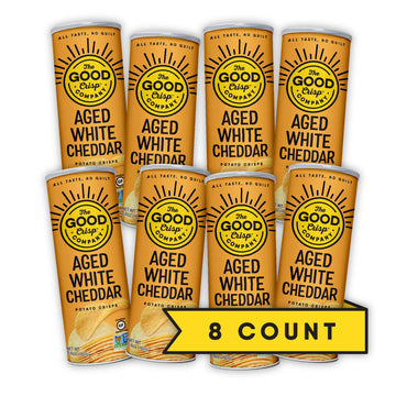 The Good Crisp Company, Aged White Cheddar, Gluten Free Potato Chips (5.6 Ounce Canisters, Pack Of 8), Non-Gmo, Allergen Friendly, Potato Chip Snack Pack, Gluten Free Snacks