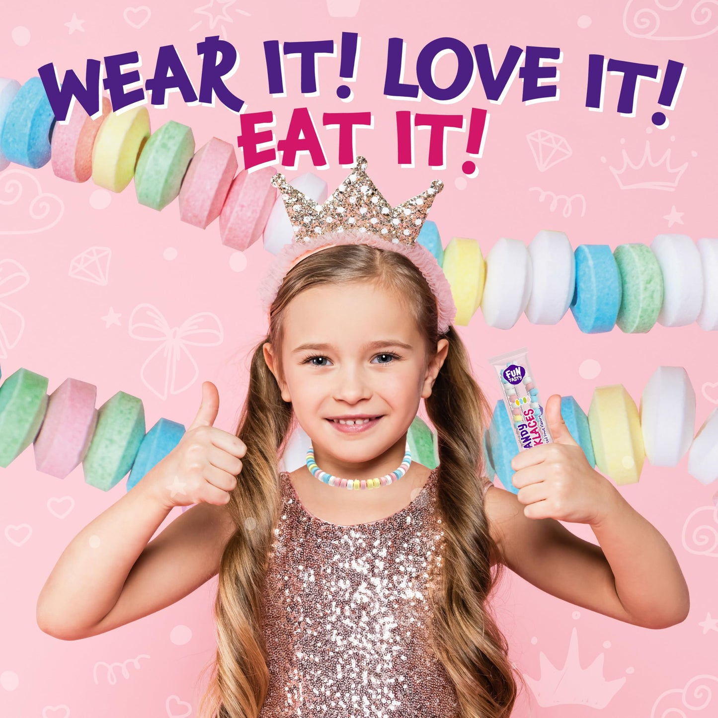 Funtasty Candy Necklaces - 21 Ounce Bag (28 Count) - Party Favors - Fruit Flavors - Individually Wrapped - Stretchable