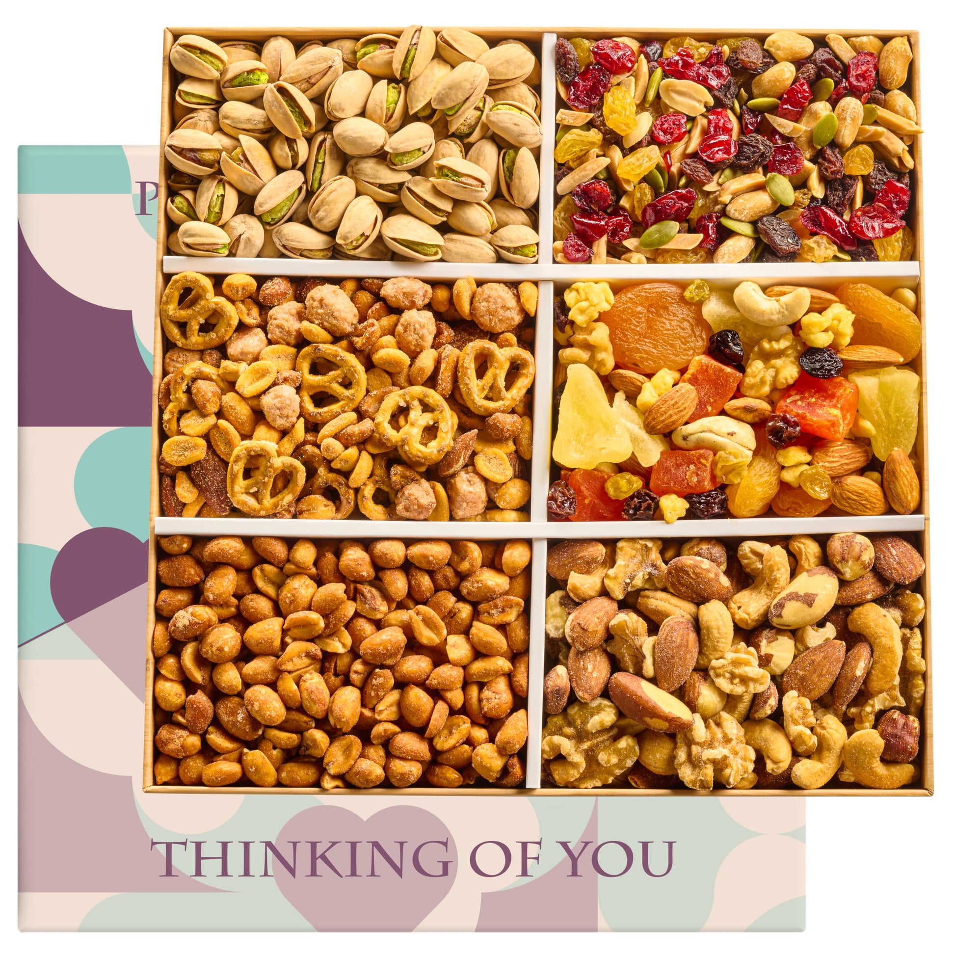 Mixed Nuts Gift Basket - Sympathy Gift Baskets For Mature-Themeds Gourmet Mixed Nuts Variety Pack, 6 Assortment Healthy Snack Tray, Great Gifts For Men