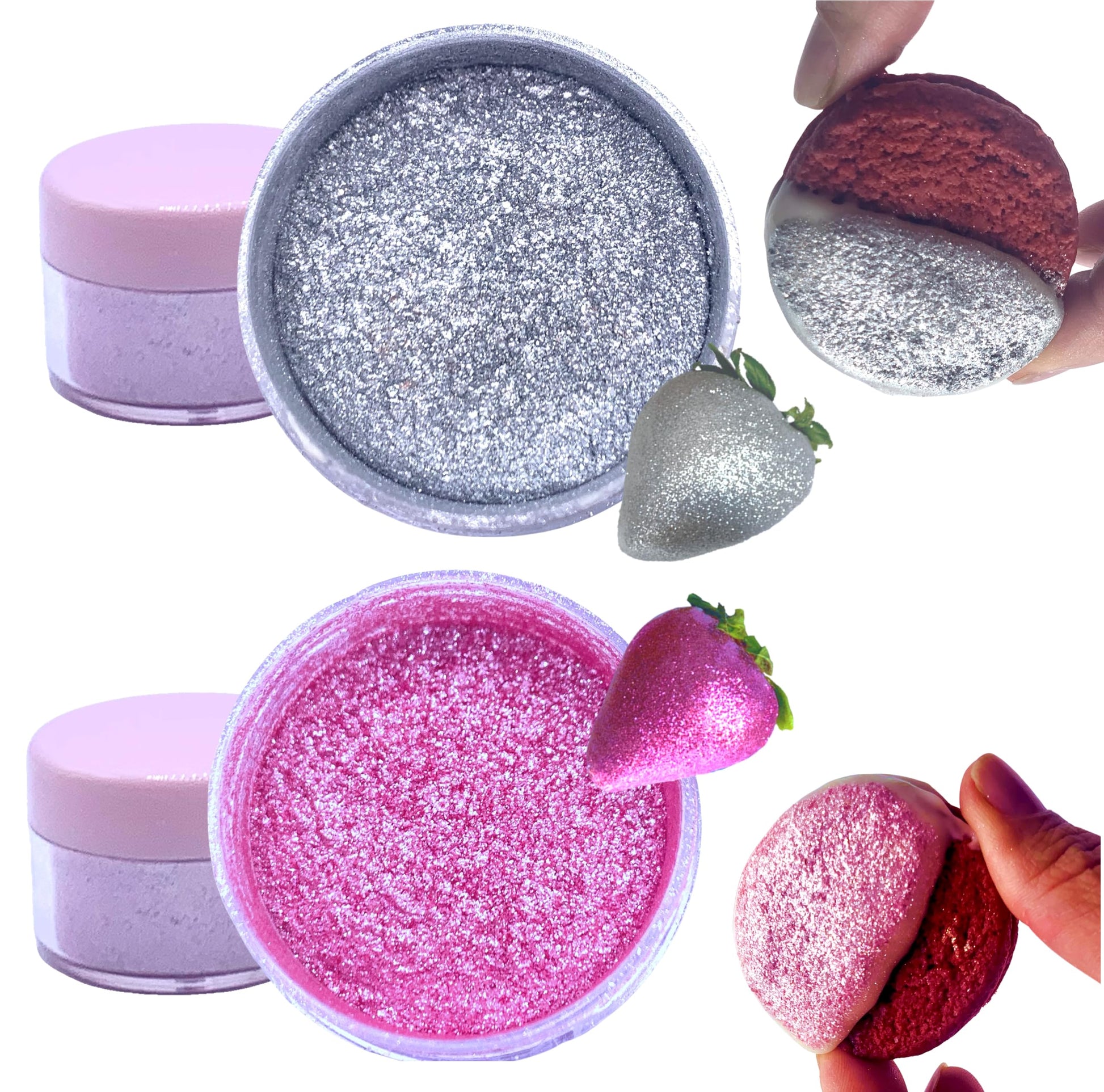 Valentine Edible Glitter Set (Pink/Silver) Diamond Dust Edible Glitter For Mixed Flavor Burst Item  Prism Powder Edible Glitter  Hologram Edible Glitter Shimmer/Diamond Dust For Cake Decoration. 5Gr Each