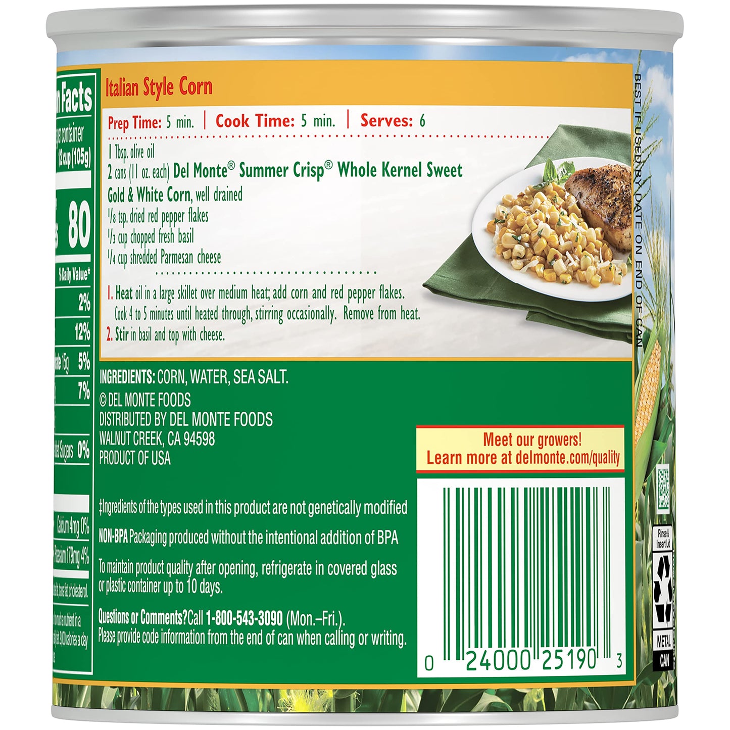 Del Monte Summer Crisp Whole Kernel Gold & White Corn, 11 Ounce