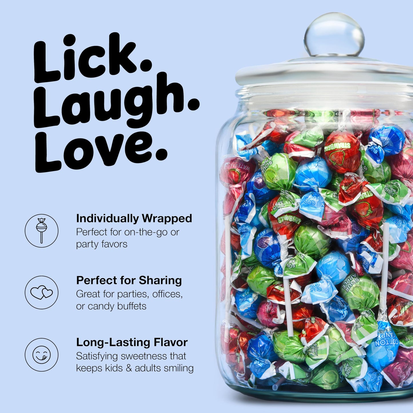 Original Lollipops Mix - 65 Count Bulk Candy Pack - Assorted Fruity Flavors, Individually Wrapped - Perfect For Parties, Birthda