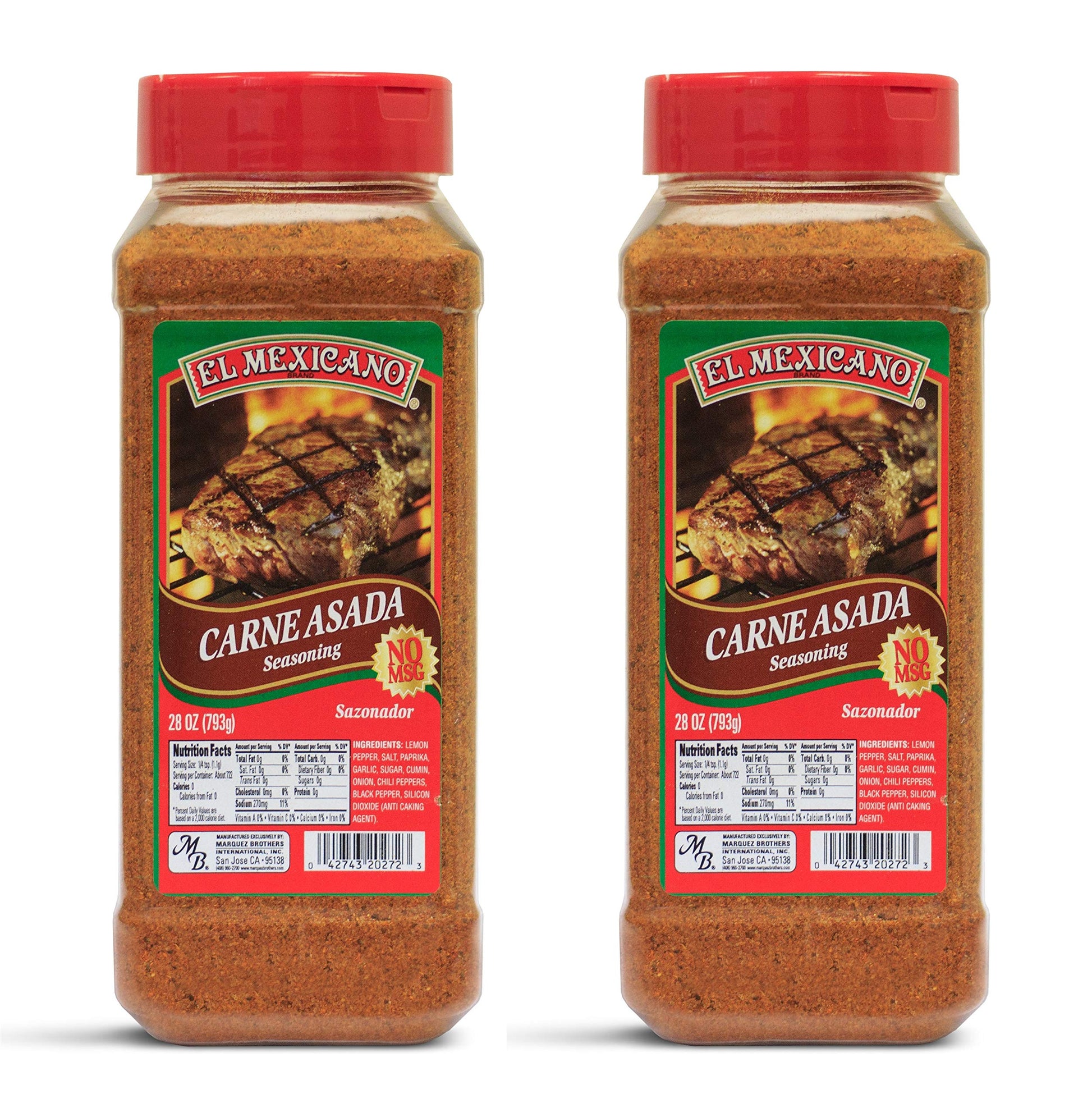 El Mexicano Carne Asada Seasoning, 28oz (2 pack), 1.75 Pound, Ideal for Grilling and Marinating
