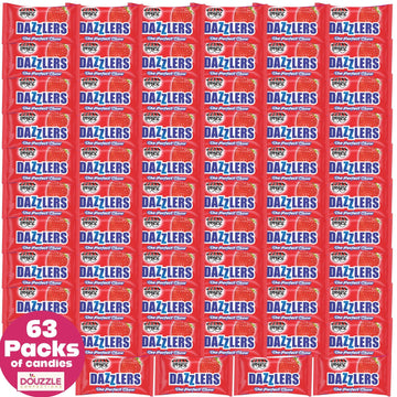 Douzzle Dazzlers Strawberry Chews, The Perfect Chew Candy (63 Count, Pack Of 1) Individually Wrapped Candies, Birthday Party Fav
