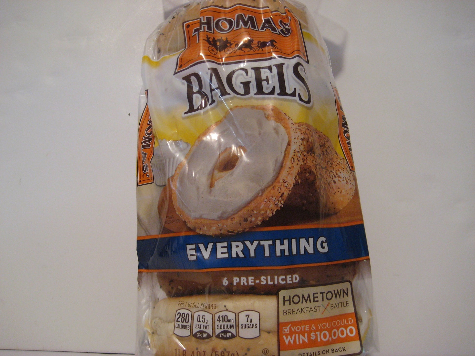 Thomas Bagels Everything, (6)- Pre-sliced, 20oz Each Bag
