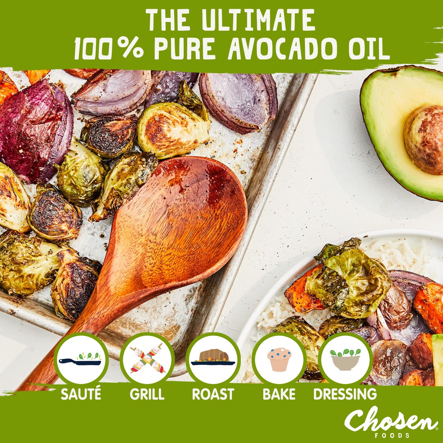 Chosen Foods 100% Pure Avocado Oil For Cooking - 25.4 Floz - Rich In Good Fats, Vitamin E, Naturally Refined, High Smoke Point, Non-Gmo, Soy-Free, Canola Oil-Free, Gluten-Free, Paleo, Keto + Digital Recipe Book