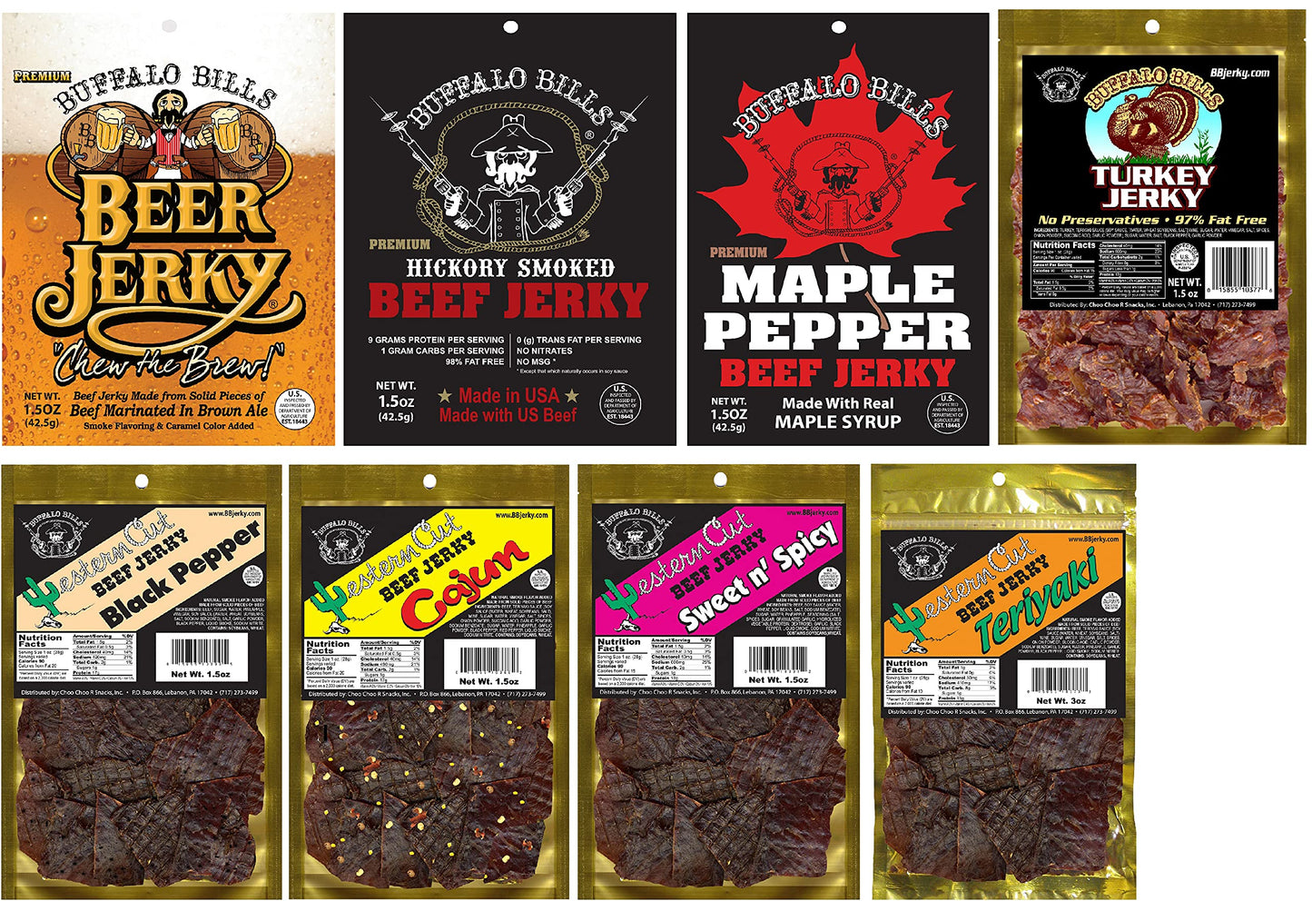 Buffalo Bills Beef Jerky & Beef Stick Sampler Gift Tool Box - 25 Assorted Packs, 1.39 Ounce