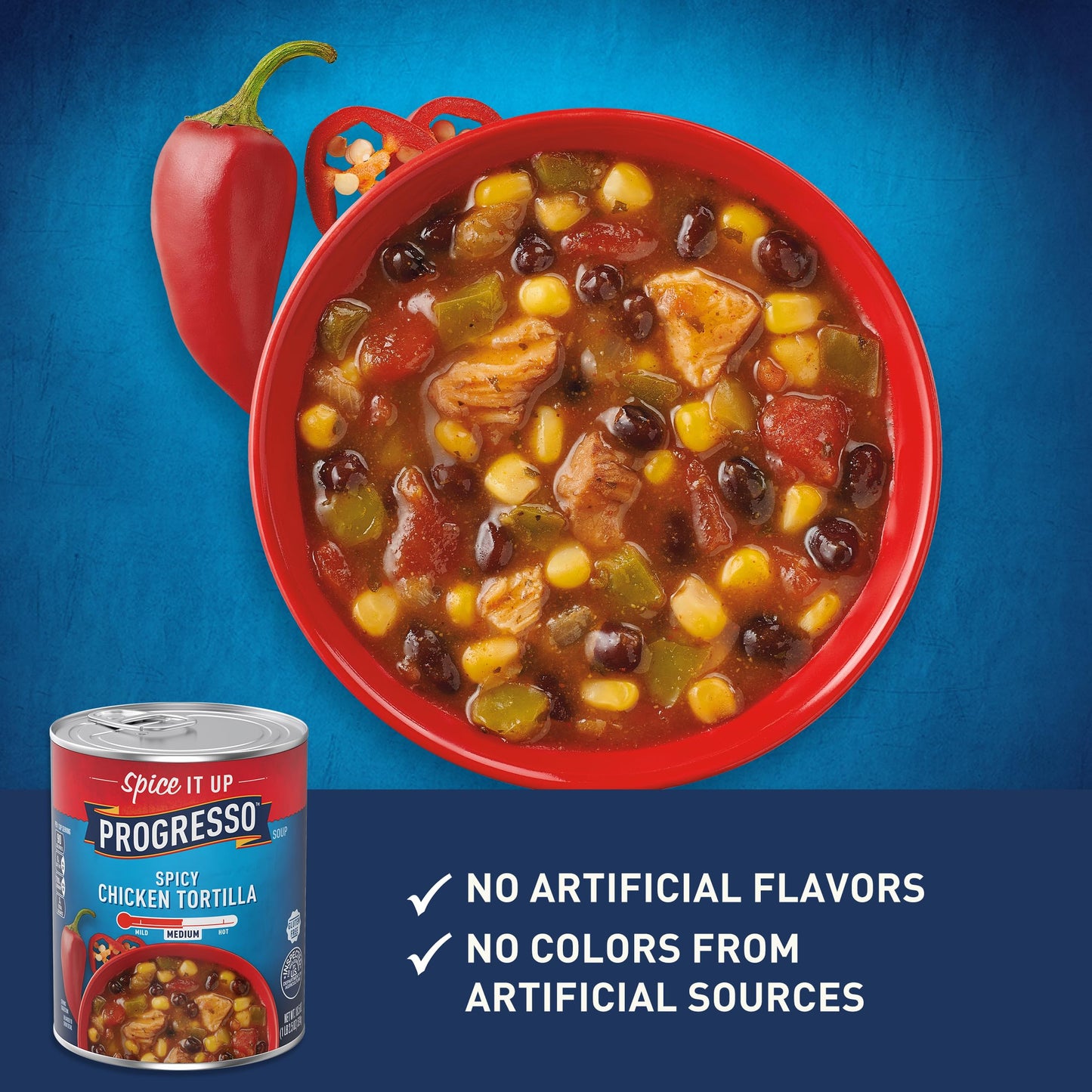 Progresso Spicy Chicken Tortilla Soup, Gluten Free, 18.5 oz Canned Soup