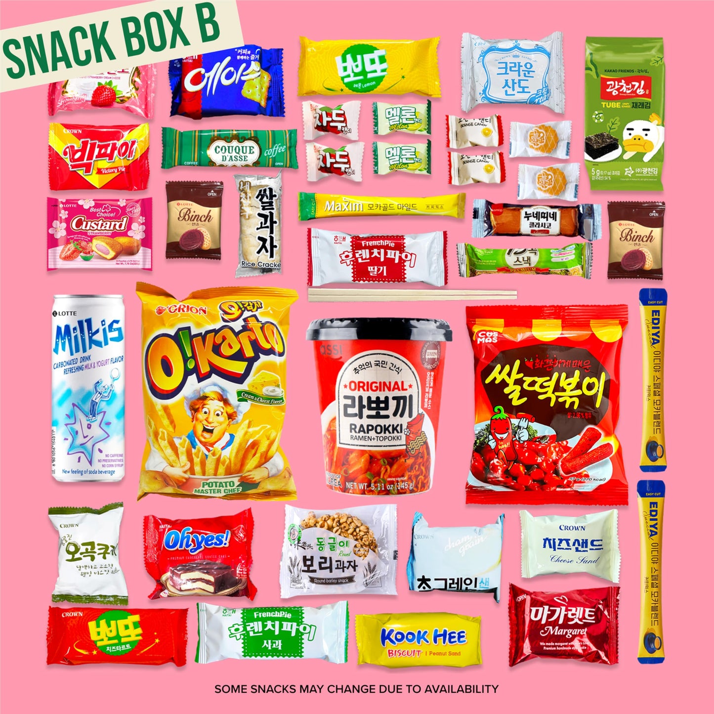 Seconde Nature Korean Snack Box - 38 Count Assortment of Chips, Sweets & Tteokbokki - Perfect Gift for K-Food Lovers & Snack Enthusiasts