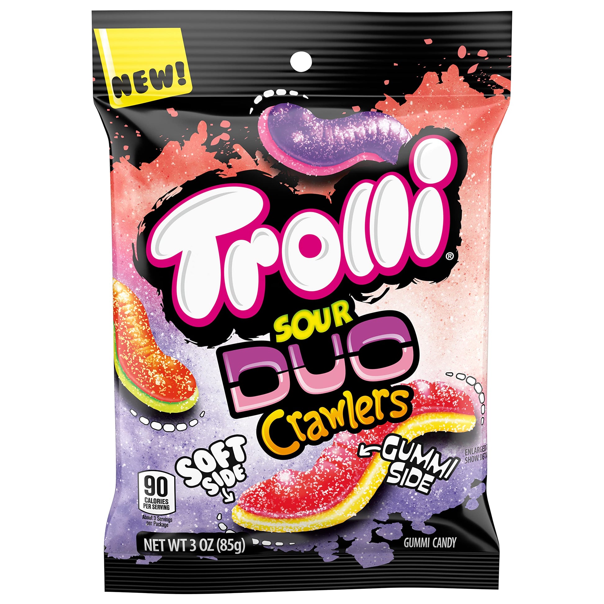 Trolli Sour Brite Duo Crawlers Candy, 3 Ounce Bags (Pack Of 12)