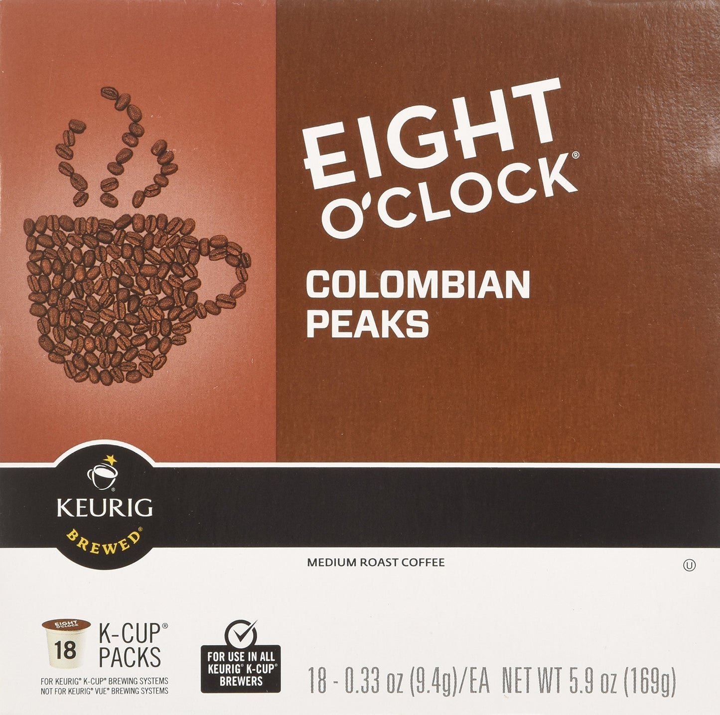 Eight O'Clock Colombian Peaks Medium Roast Coffee K-Cup Packs - 18 Ct