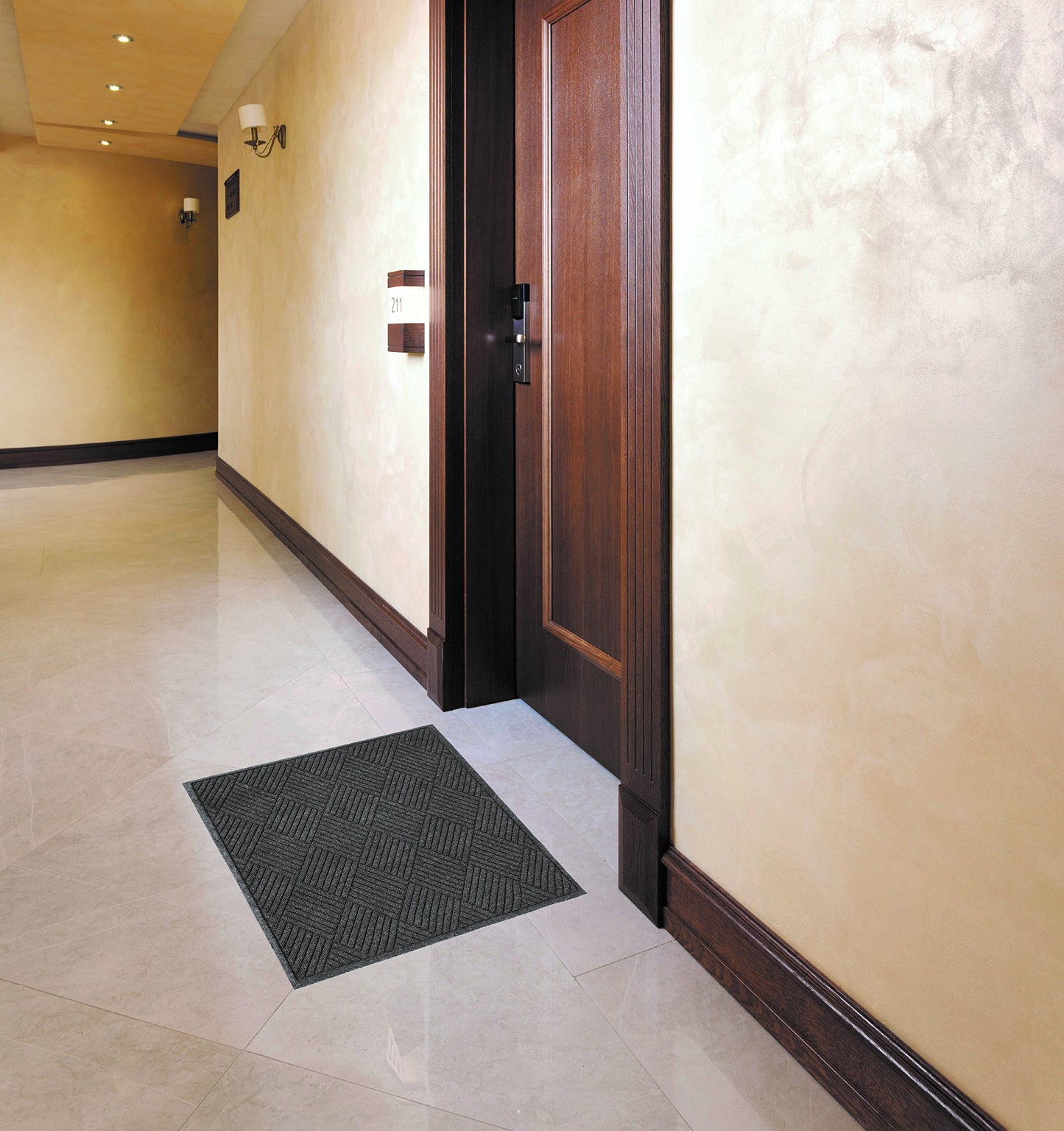 Guardian Floor Protection Egdfb030504 Ecoguard Diamond Indoor Wiper Floor Mat, Recycled Plactic And Rubber, 3'' Length, 5' Width