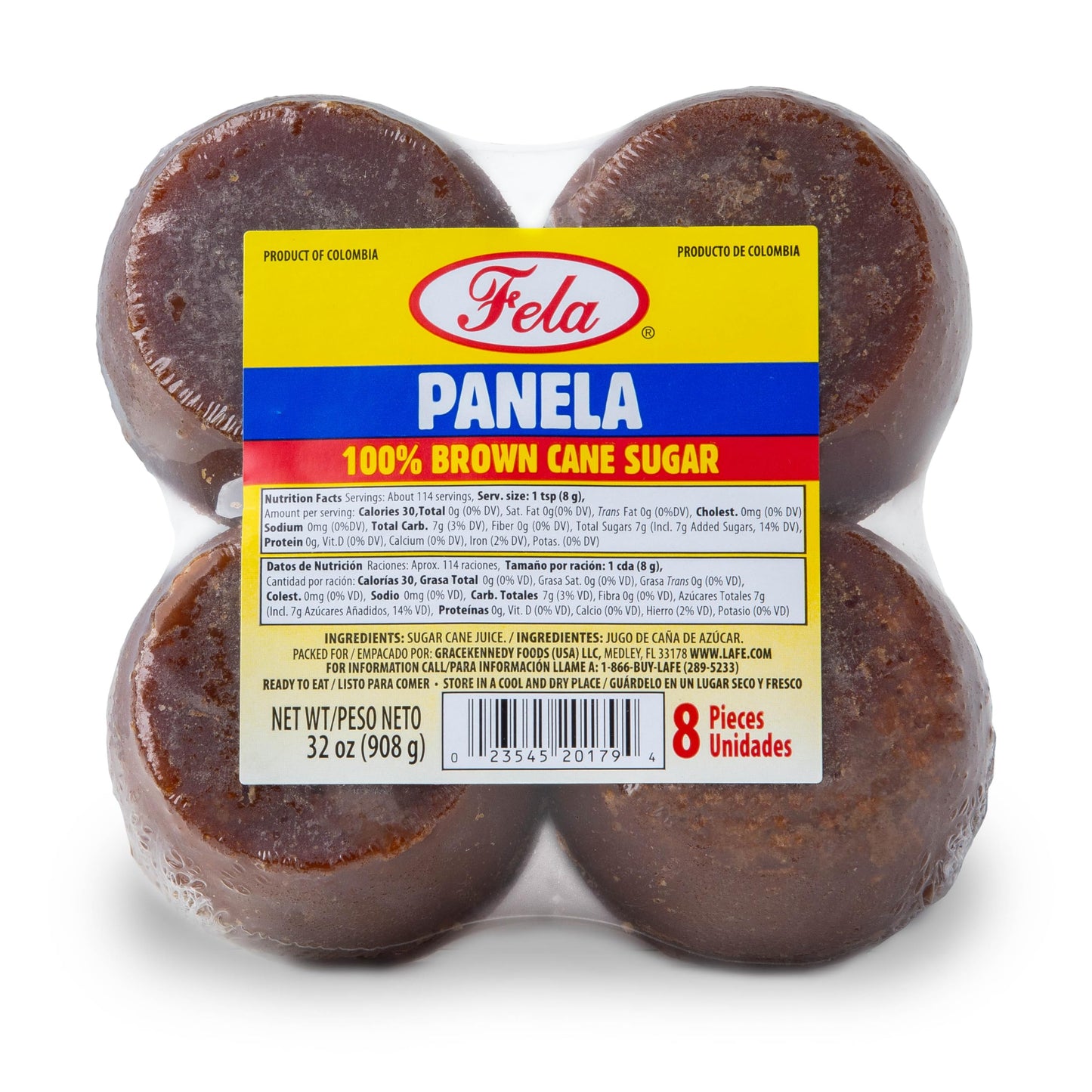 Fela Panela Brown Sugar Cane - Pure Cane Sugar for Latin Cooking, 32 Ounce