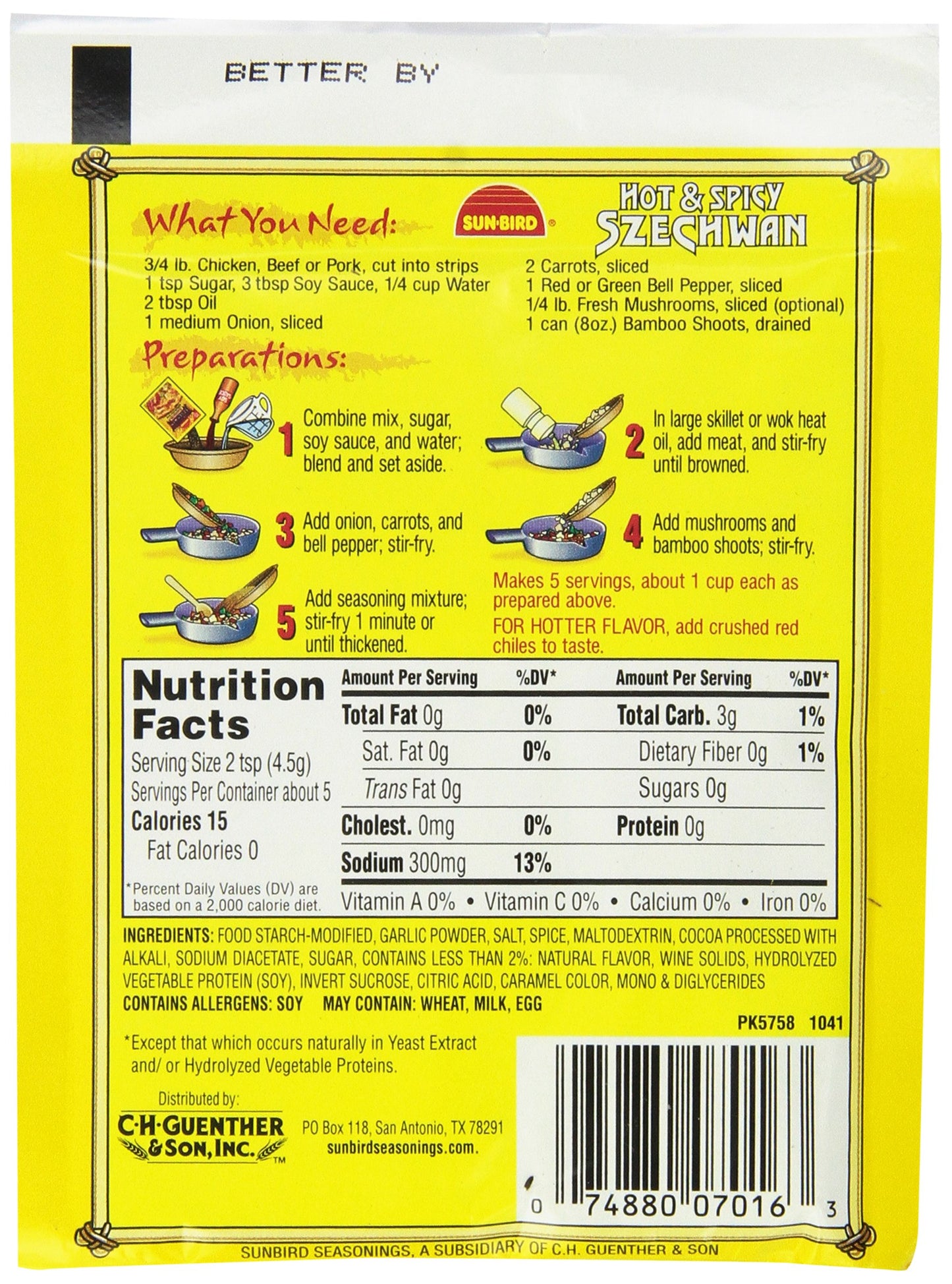 Sunbird Hot Spicy Szechwan Seasoning Mix (24x0.75 Oz)