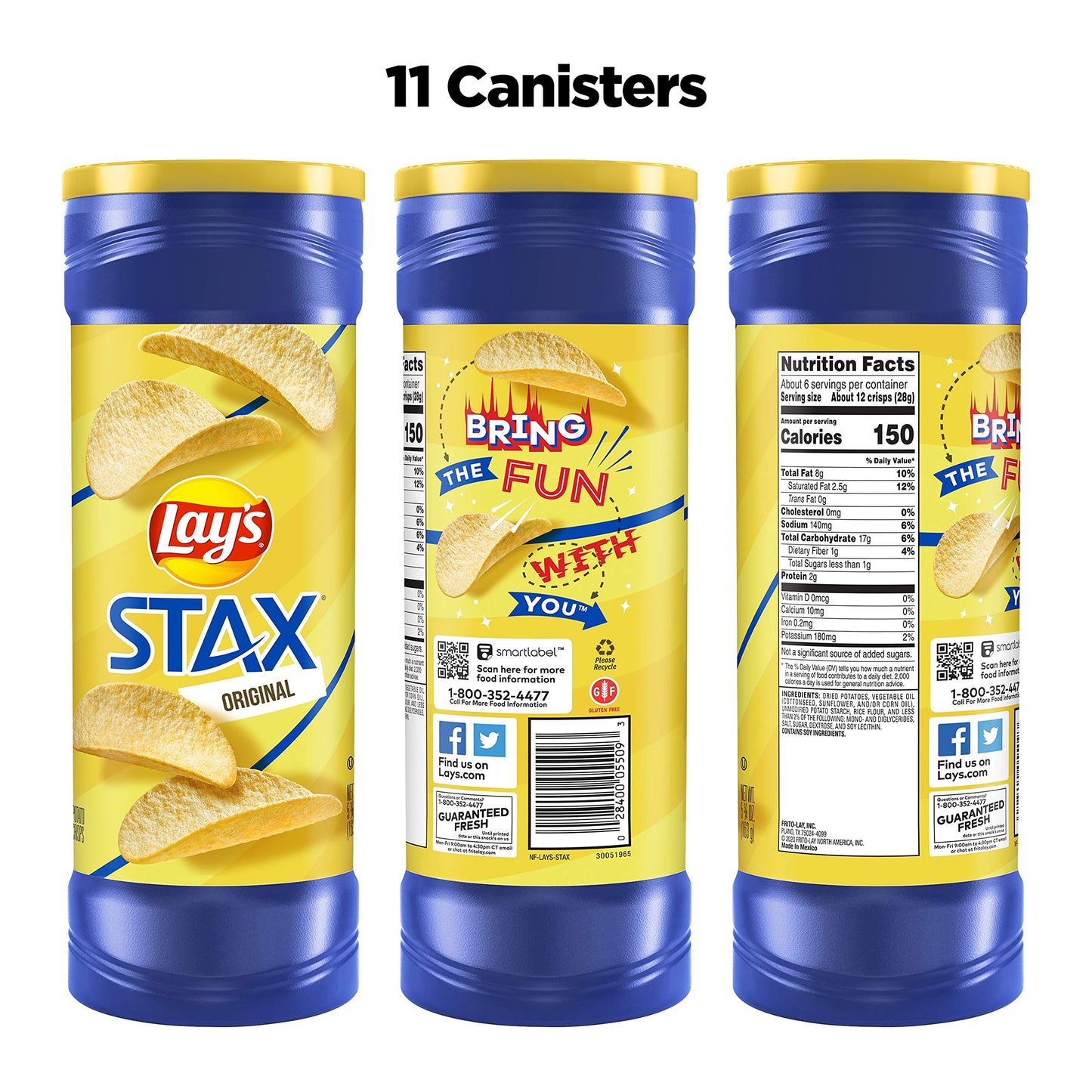 Lays Stax Potato Crisps, Original, 5.75 Ounce (Pack of 11)
