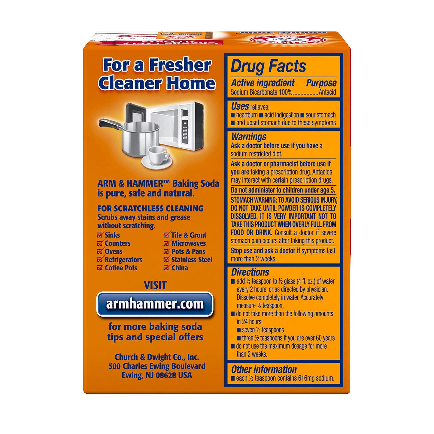 Arm & Hammer Pure Baking Soda, 8 Ounce (Pack of 3)
