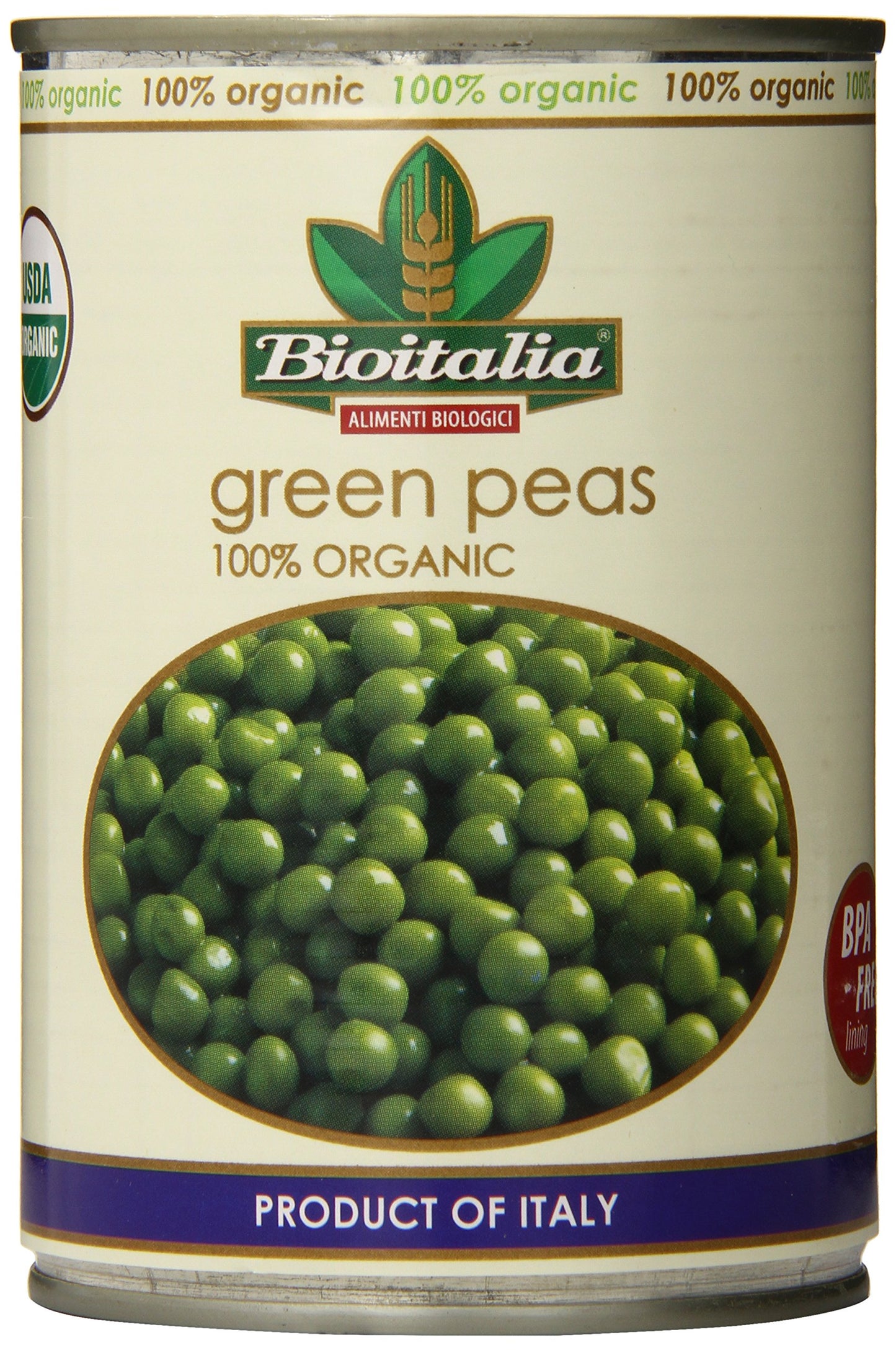 Bioitalia Green Peas, 14-Ounce (Pack Of 12)